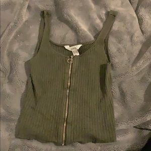 Green Zip up crop top